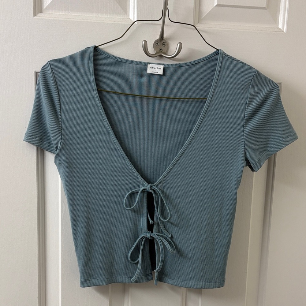 Wilfred Slate Blue Tie-Front Blouse